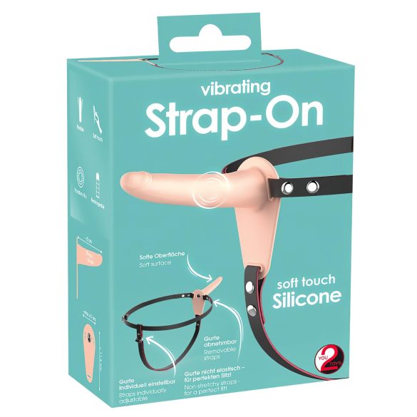 You2Toys - Strap-on vibraattori - ladattava - iho/nude
