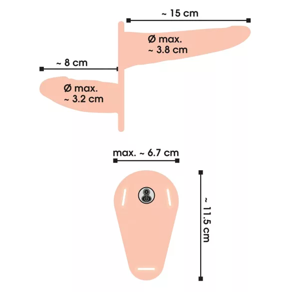 You2Toys - Strap-On - kiinnitettävä kaksiosainen vibraattori (ihonvärinen)