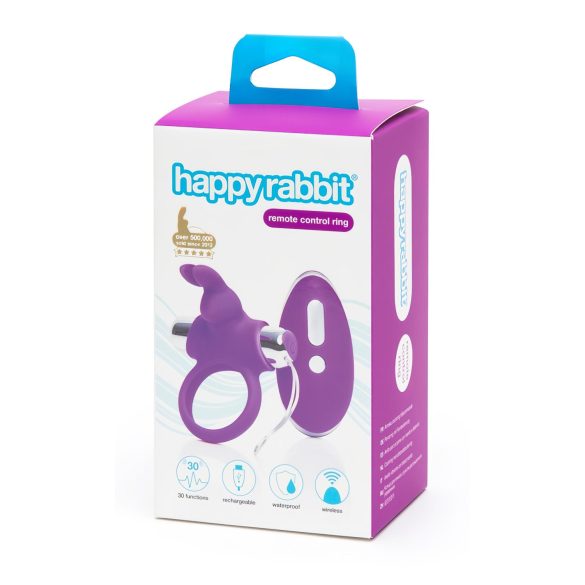 Happyrabbit - Ladattava radio-ohjattava penisrengas (lila-hopea)