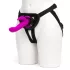 Happyrabbit Strap-On - pupumallinen, klitoriskiihotinosalla varustettu strap-on-vibraattori (liila)