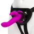 Happyrabbit Strap-On - pupumallinen, klitoriskiihotinosalla varustettu strap-on-vibraattori (liila)
