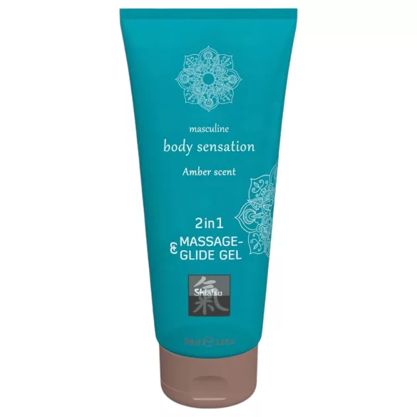 HOT - Shiatsu 2in1 Amber tuoksu - hieronta-liukuvoide - meripihka (200 ml)