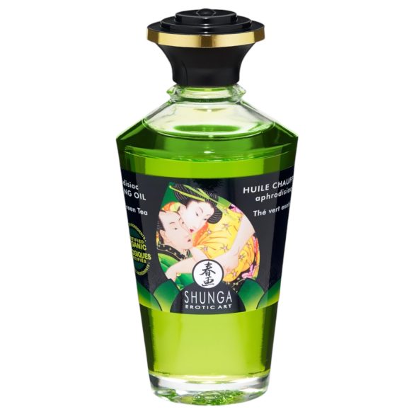 Shunga - lämmittävä hierontaöljy - vihreä tee (100ml)