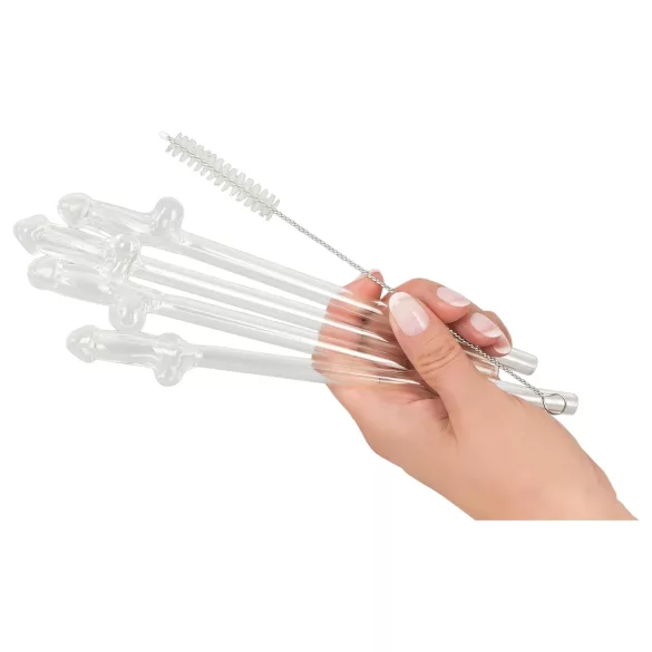 Straw Willy - peniksen muotoinen juomapilli - kirkas - 4 kpl