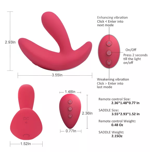 Cotoxo Saddle - etäohjattava prostata-vibraattori - punainen
