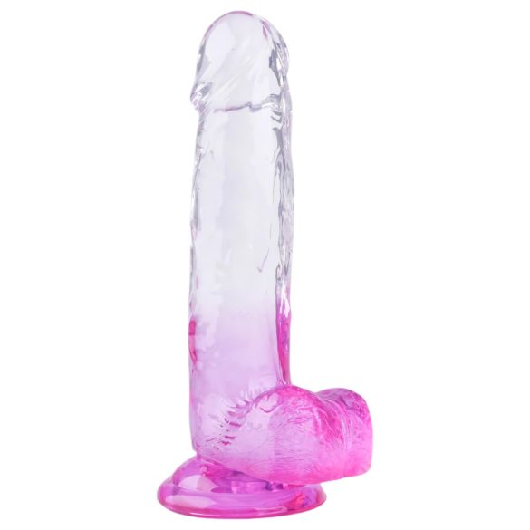Sunfo - imukuppidildo kiveksillä - 22cm (läpinäkyvä-violetti)