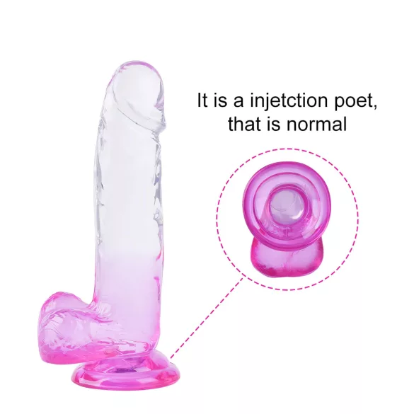 Sunfo - imukupilla varustettu kivellinen dildo - 22cm - läpikuultava violetti