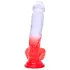 Sunfo - realistinen tapattava dildo kiveksillä - 21 cm läpinäkyvä punainen