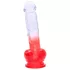 Sunfo - realistinen tapattava dildo kiveksillä - 21 cm läpinäkyvä punainen