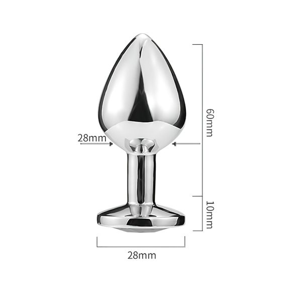 Sunfo - metallinen anustappi sydämenmuotoisella kivellä (hopea-valkoinen)