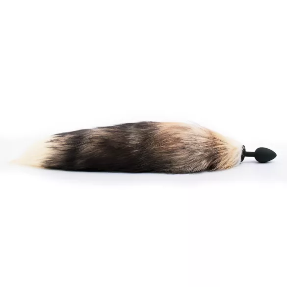 Sunfo - silikoninen anustappi kettuhännällä - musta-punainen