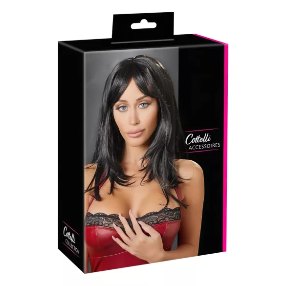 Cottelli - pitkä musta peruukki