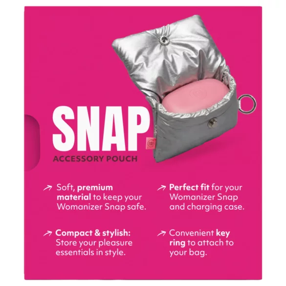 Womanizer Snap - säilytyspussi avaimenperällä (hopea)