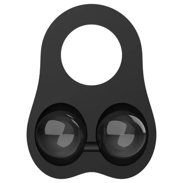 Pulselock Taur - silikoninen penis- ja kivusrengas lasikuulilla (musta)