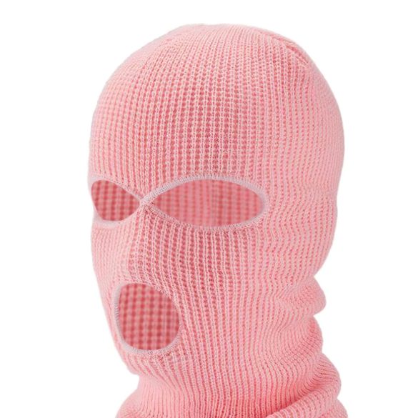 Balaclava - suihinmaski kolmella aukolla - neulottu - pinkki
