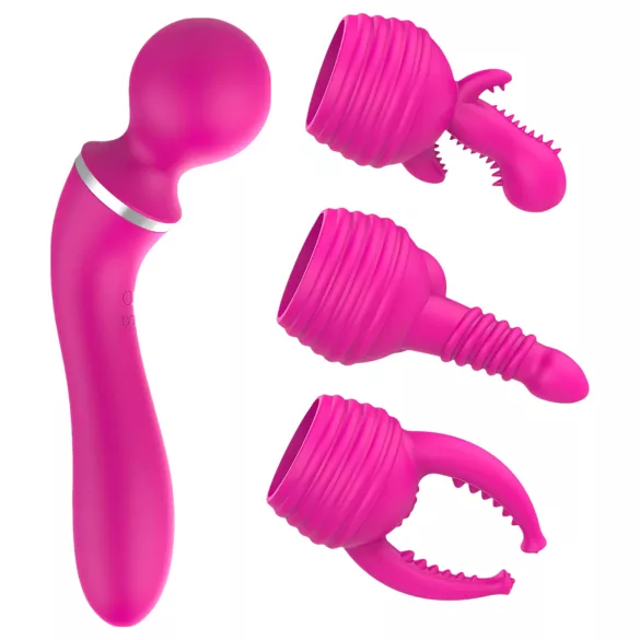 Lonely 2in1 - vibraattori ja G-pistehierotin 3 vaihtopäällä - pinkki
