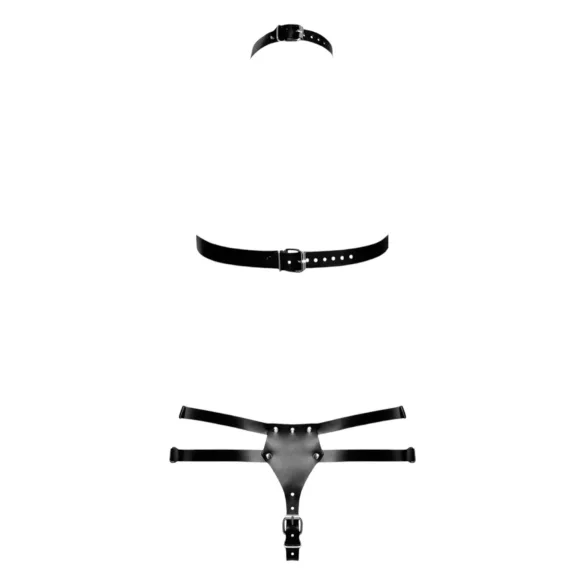 ZADO - nahkasetti strap-on alushousuilla (musta) - L/XL