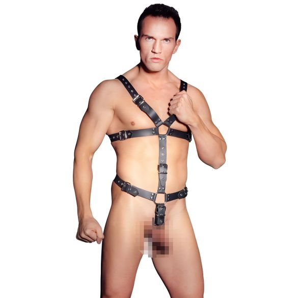ZADO - miesten nahkainen harness body - musta (S-L)