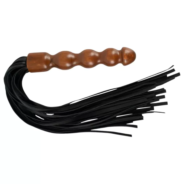 ZADO - nahkapiiska puinen dildo-kahva musta-ruskea