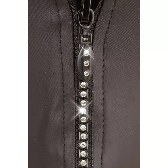 Svenjoyment - miesten stringit vetoketjulla strassit musta - 2XL