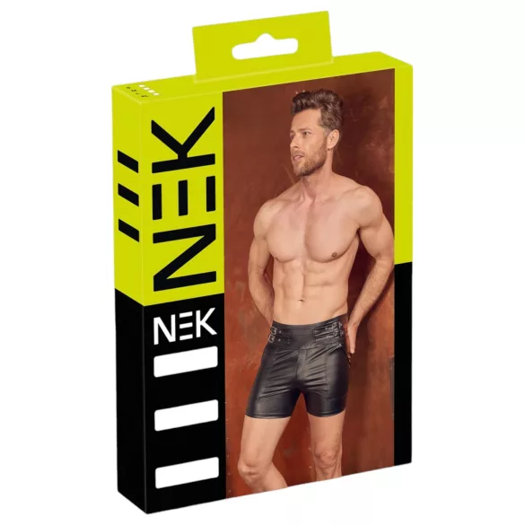 NEK - miesten shortsit - pitkät - metallisolki - musta