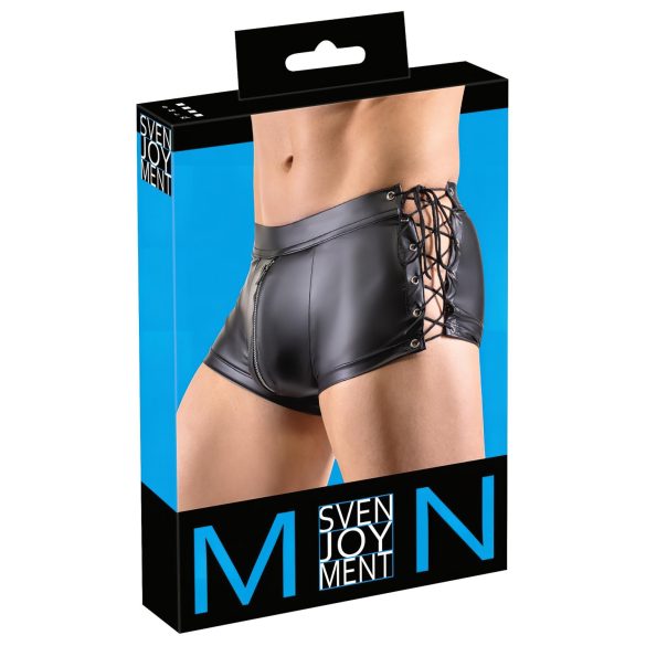 Svenjoyment - Sivulta nyörityt mattabokserit (musta) - L