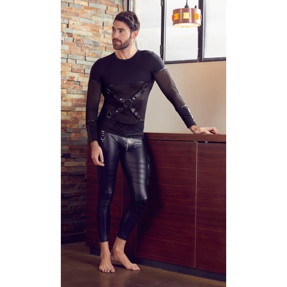 NEK - pitkähihainen ristiolkaintoppi miehille (musta) - XL