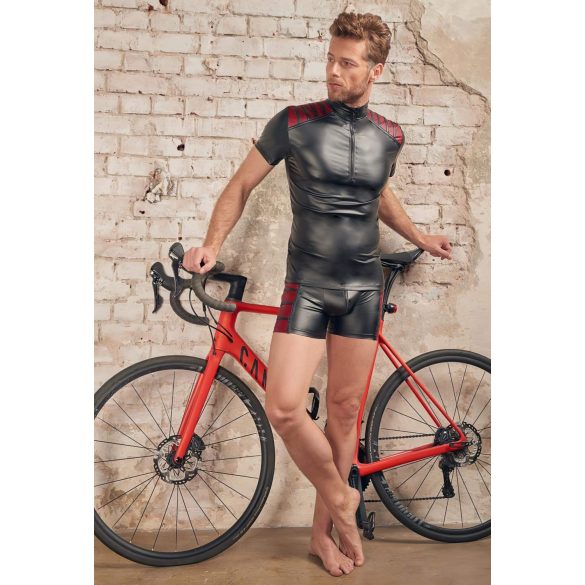 NEK - miesten yläosa vetoketjulla ja punaisilla yksityiskohdilla - musta - M