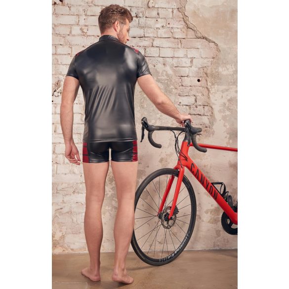 NEK - miesten yläosa vetoketjulla ja punaisilla yksityiskohdilla - musta - M