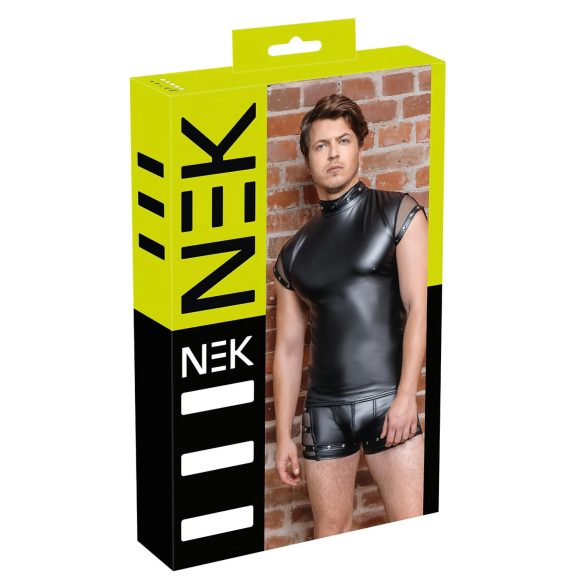 NEK - Niittikoristeinen, verkkoyksityiskohtainen miesten paita (musta) - M