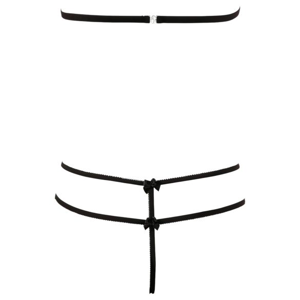 Cottelli - avoin pitsisetti - musta - XL