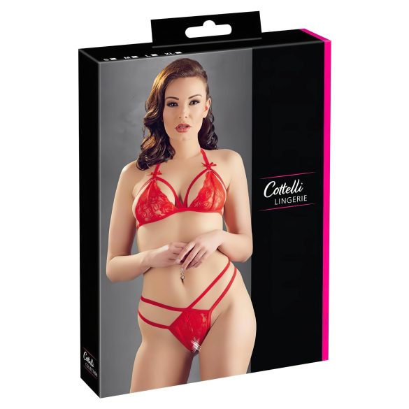 Cottelli - Avoin pitsisettiliivit (punainen) - XL