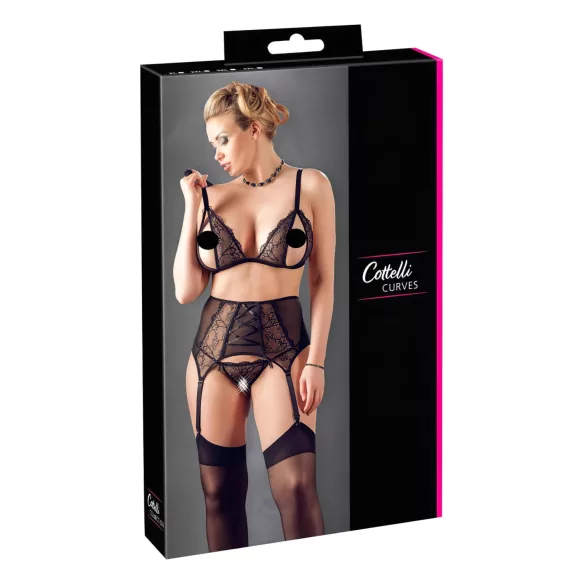 Cottelli Plus Size - alusasusetti pitsi - musta