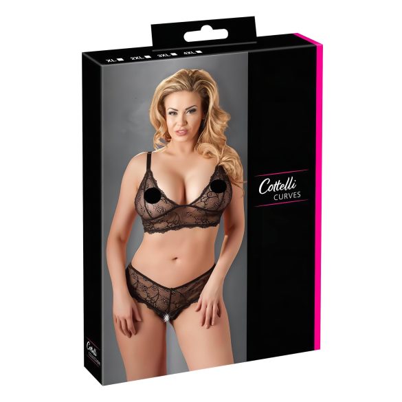 Cottelli Plus Size - pitsi rintaliivit (musta) - XXL