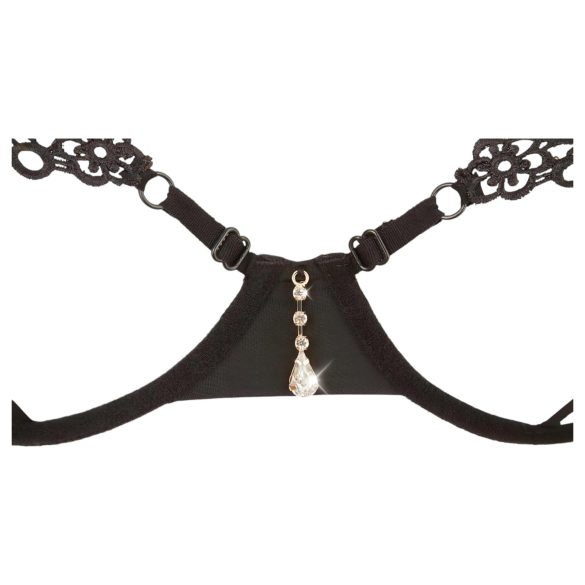 Cottelli - brodeerattu rintaliivisetti - musta - kimaltava