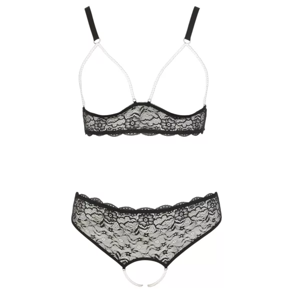 Cottelli Plus Size - helmikoristeinen rintaliivisetti - musta - XL