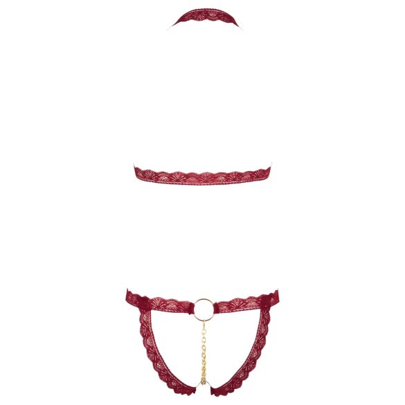 Cottelli - avoin rintaliivisetti metallirenkailla - punainen