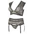 Cottelli Plus Size - strassilla korsitettu pitsiasu (musta) - XL