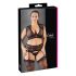 Cottelli Plus Size - strassilla korsitettu pitsiasu (musta) - 3XL