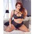 Cottelli Plus Size - Ristikkäiset Rintaliivit ja Alushousut (Musta) - 85E/L
