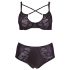 Cottelli Plus Size - Ristikkäiset Rintaliivit ja Alushousut (Musta) - 85E/L