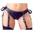 Cottelli Bondage - kiiltävä rintaliivisetti käsiraudoilla (musta) - XL
