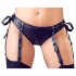 Cottelli Bondage - kiiltävä rintaliivisetti käsiraudoilla - musta - XL
