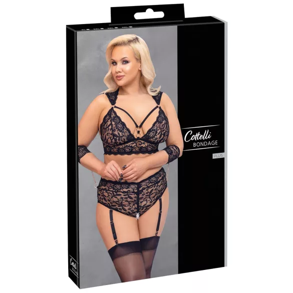 Cottelli Bondage Plus Size - pitsialusasu (musta) - 4XL