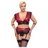 Cottelli Bondage Plus Size - pitsinen rintaliivisetti (punainen) - 4XL