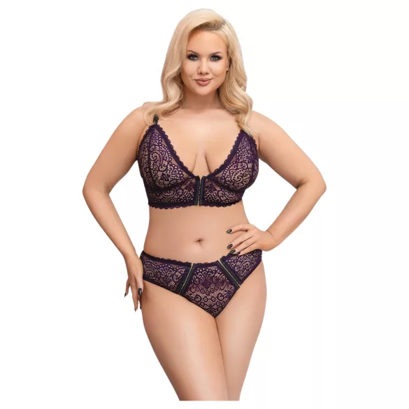 Cottelli Plus Size - läpikuultava kuvioitu rintaliivisetti (liila)