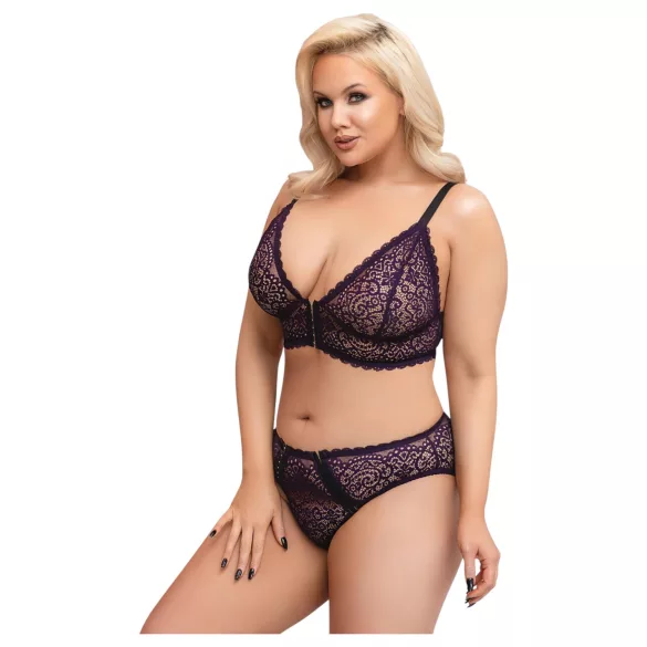 Cottelli Plus Size - läpikuultava kuvioitu rintaliivisetti (liila)