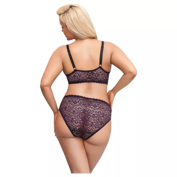 Cottelli Plus Size - läpikuultava kuvioitu rintaliivisetti (liila)