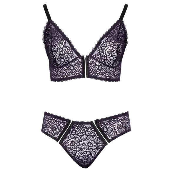 Cottelli Plus Size - läpikuultava kuvioitu rintaliivisetti (liila)