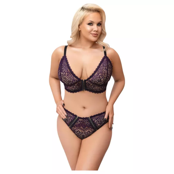 Cottelli Plus Size - läpikuultava kuvioitu rintaliivisetti (liila) - 2XL